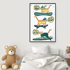 Karo Meowt! Skateboard Surfer Snowboard Tabby Katz Poster