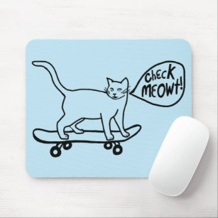 KARO MEOWT Skateboarding Cat Blue Mousepad