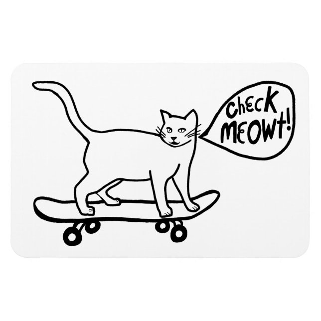 Karo Meowt! Skateboarding Kitty Cat Magnet (Horizontal)