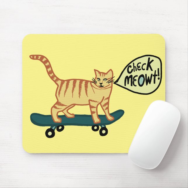 KARO MEOWT Skateboarding Tabby Katzengelb Mousepad (Mit Mouse)