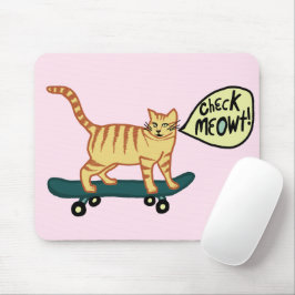KARO MEOWT Skateboarding Tabby Katzenrosa Mousepad
