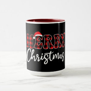 Karo-MERRY-Design mit Santa-Hut  Tasse