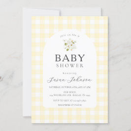 Karo mit Karierter Babydusche (Gelb und Weiß) Einladung