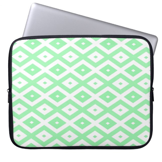 Karo-Muster grün und weiß Laptopschutzhülle (Vorderseite)