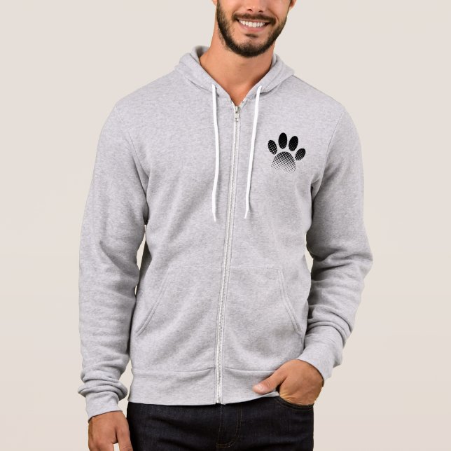 Karo Muster Halftone Dog Paw Drucken Hoodie (Vorderseite)