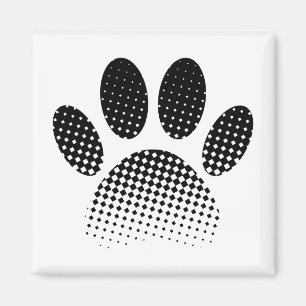 Karo Muster Halftone Dog Paw Drucken Magnet
