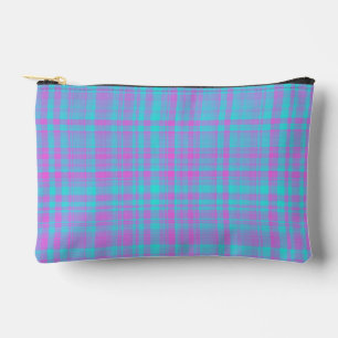 Karo-Muster in Rosa Blau und Lila Klein Zubehörtasche