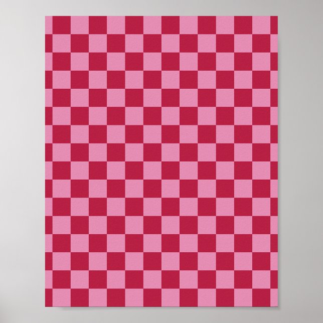 Karo Muster Magenta und rosa Poster (Vorne)
