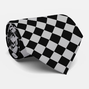Karo Neck Tie Sport Flag Schwarz und Grau Krawatte