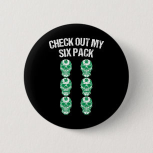 Karo Out My Six Pack St Patricks Day Skull Shamro Button