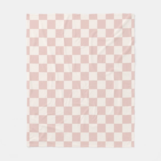 Karo Pale Beige Checked Pattern Checkerboard Fleecedecke (Vorderseite)