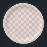 Karo Pale Beige Checked Pattern Checkerboard Pappteller<br><div class="desc">Schachbrett - Cremeweiß und blassbeige Schachbrett.</div>