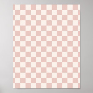 Karo Pale Beige Checked Pattern Checkerboard Poster