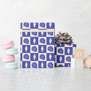 Karo Pattern Navy Wrapping Paper Roll Geschenkpapier