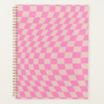 Karo-Patternterpfirsiche und rosa Vorlagenkarton Planer<br><div class="desc">Retro Checkered Pattern - pfirsichfarbener und rosa verdrehter Karo / gewellter und verdrillter Schachbrett.</div>