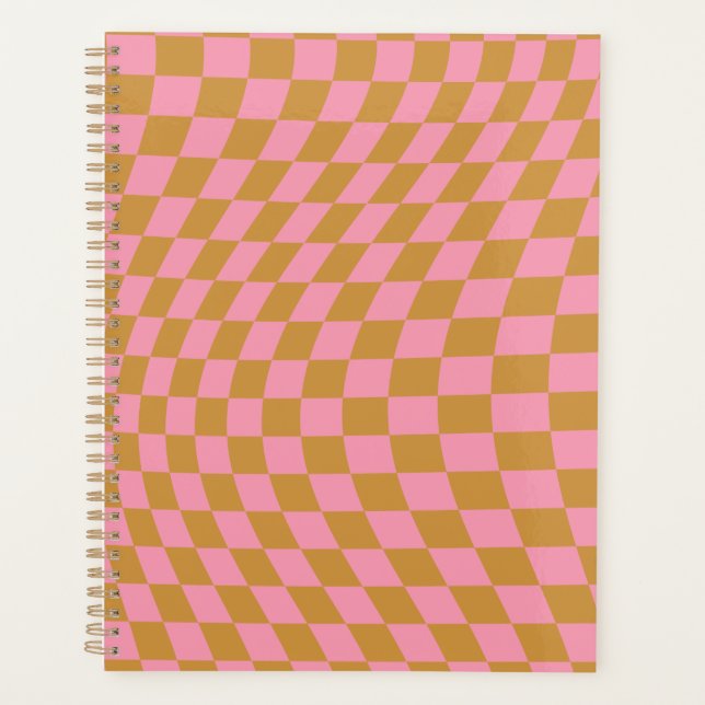 Karo Pink Senf Checked Pattern Checkerboard Planer (Vorderseite)