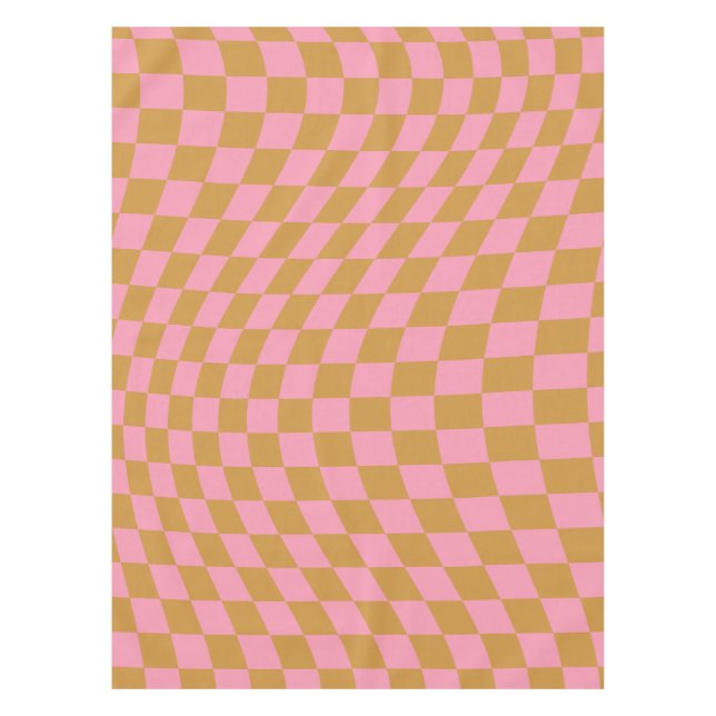 Karo Pink Senf Checked Pattern Checkerboard Tischdecke (Vorderseite)