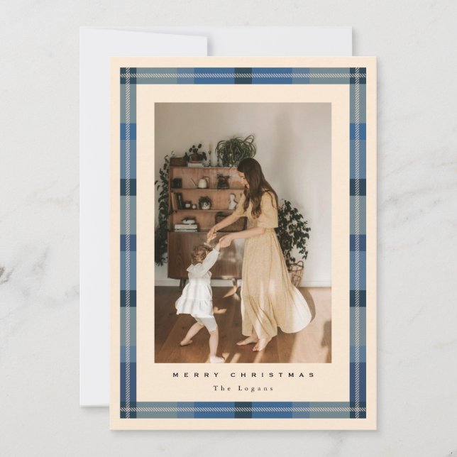 Karo-Rahmen-Weihnachtskarte Feiertagskarte (Vorderseite)