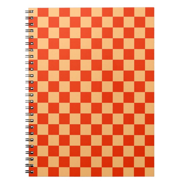Karo Rot und Pfirsichfarben Checkered Checkerboard Notizblock (Vorderseite)
