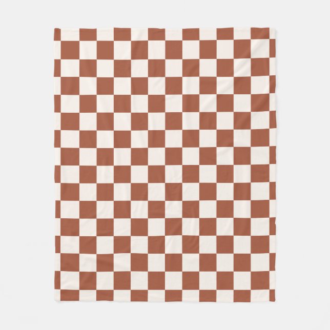Karo Rust Checked Terracotta Checkerboard Fleecedecke (Vorderseite)