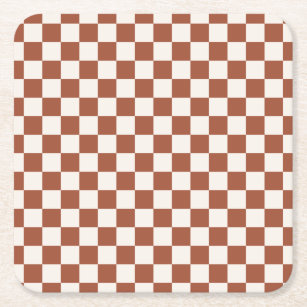 Karo Rust Checked Terracotta Checkerboard Rechteckiger Pappuntersetzer