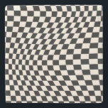 Karo Schwarz-Creme-Weiß-Muster-Karton Steinuntersetzer<br><div class="desc">Retro Checkered Pattern - Schwarzweiß verdrillter Karo / gewellter und verdrillter Schachbrett.</div>