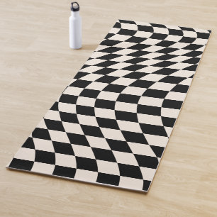 Karo Schwarz-Creme-Weiß-Muster-Karton Yogamatte