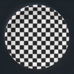 Karo Schwarz-weiß Checked Patches Pappteller<br><div class="desc">Prüfmuster - Schwarzweiß-Schachbrett.</div>
