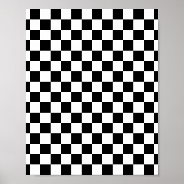 Karo Schwarz-weiß Checked Patches Poster (Vorne)