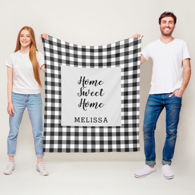 Karo Schwarz Weiß Gingham Fleecedecke (Beispiel)