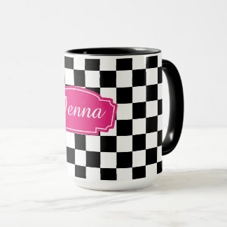 Karo schwarz-weiß tasse
