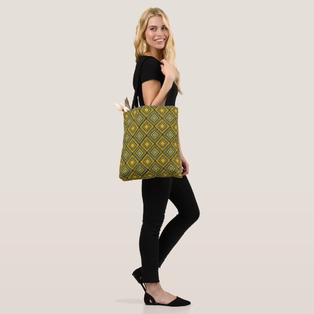 Karo-Streifen - grün Tasche (Am Model)
