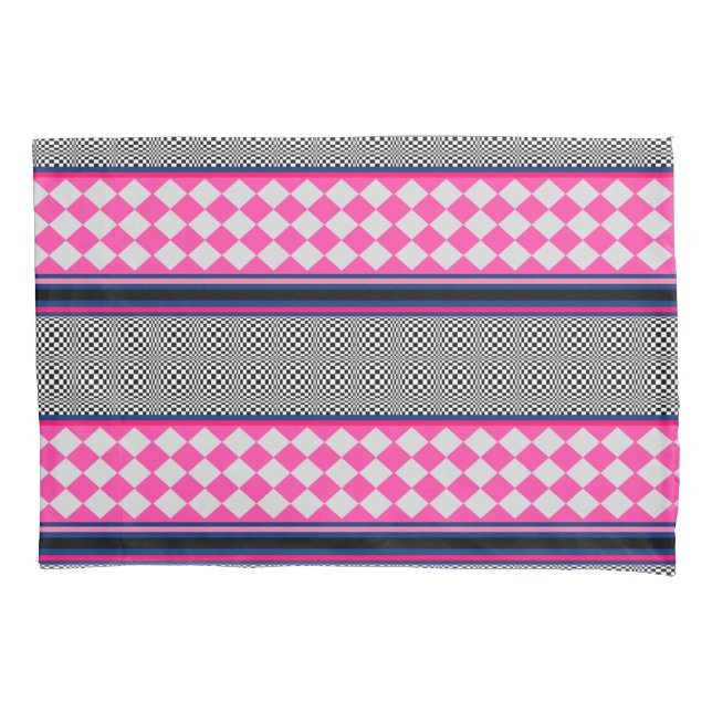 Karo Stripes Harlequin Mixed Pattern Design Kissenbezug (Vorderseite)