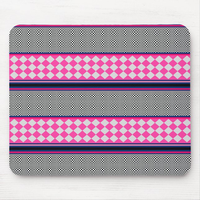 Karo Stripes Harlequin Mixed Pattern Design Mousepad (Vorne)