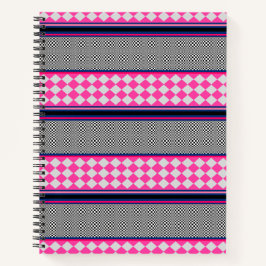 Karo Stripes Harlequin Mixed Pattern Design Notizbuch