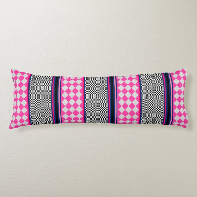 Karo Stripes Harlequin Mixed Pattern Design Seitenschläferkissen (Vorderseite)