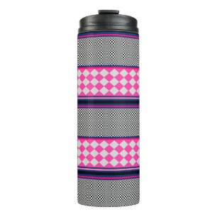 Karo Stripes Harlequin Mixed Pattern Design Thermosbecher