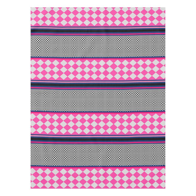 Karo Stripes Harlequin Mixed Pattern Design Tischdecke (Vorderseite)