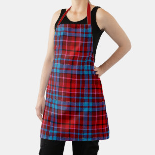 Karo Tartan Design in Burgunderrot Blau Rot Schürze