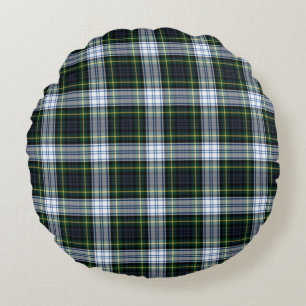 Karo-Tartan Grün Weiß Check Einweihungsgastgeber Rundes Kissen