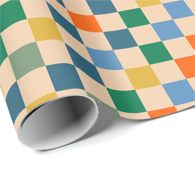 Karo Überprüftes mehrfarbiges Muster überprüft Geschenkpapier (Rolleneckpunkt)