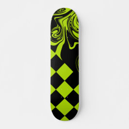 Karo und Wirbel - Kalkgrün und Schwarz Skateboard