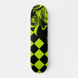 Karo und Wirbel - Kalkgrün und Schwarz Skateboard