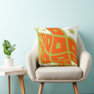 Karo Wavy Hirndenken - Orange Green White Kissen