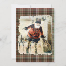 Karo-Weihnachtsmann im Vintage-Stil Einladung