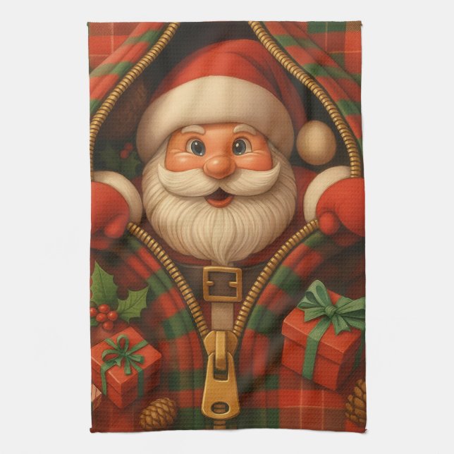 Karo-Weihnachtsmann-Weihnachtsdesign  Geschirrtuch (Vertikal)