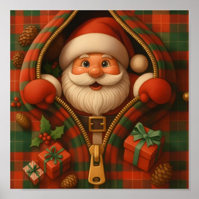 Karo-Weihnachtsmann-Weihnachtsdesign  Poster (Vorne)