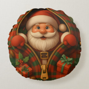 Karo-Weihnachtsmann-Weihnachtsdesign Rundes Kissen