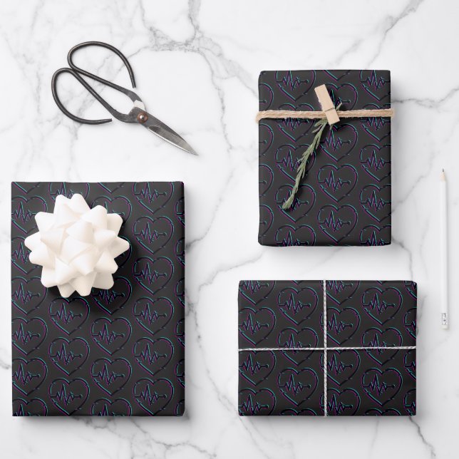 Karo-Wrapping-Papier-Flachblatt-Set 3 Geschenkpapier Set (Vorderseite)