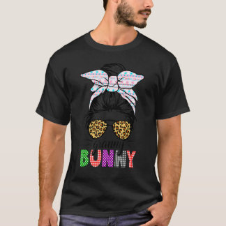 Karo Zerzauster Dutt Oma Häschen Ostern Leopard Fr T-Shirt